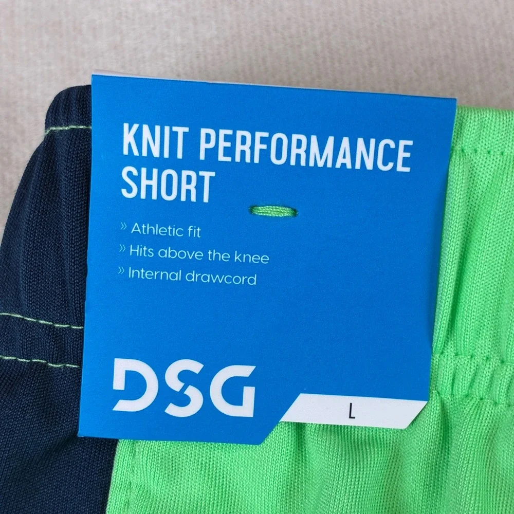 DSG Boys Knit Performance Shorts L 14-16 Green Navy Blue Athletic Sporty Gym NWT
